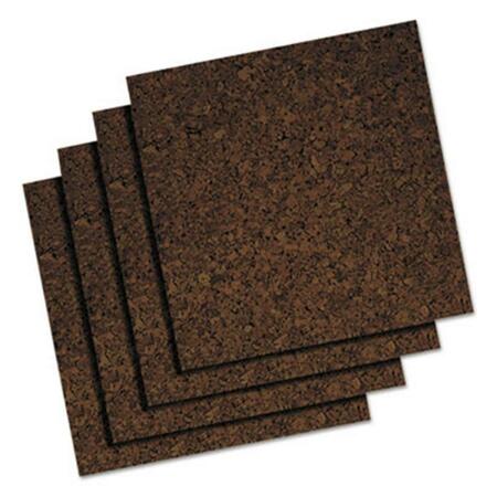UNIVERSAL OFFICE PRODUCTS 12 x 12 in. Cork Tile Panels, Dark Brown - 4 per Pack 43403